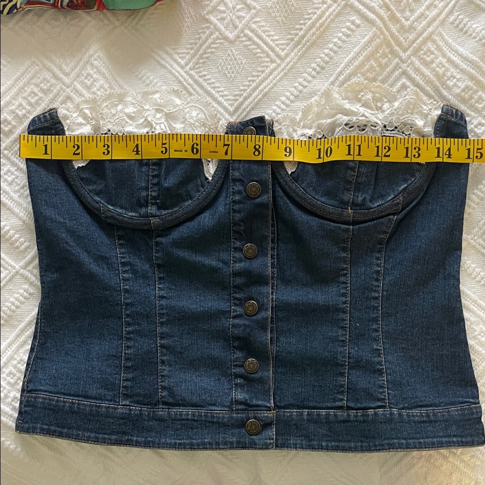 D&G Denim Corset Top with Lace Trim s/m - Picture 10 of 12